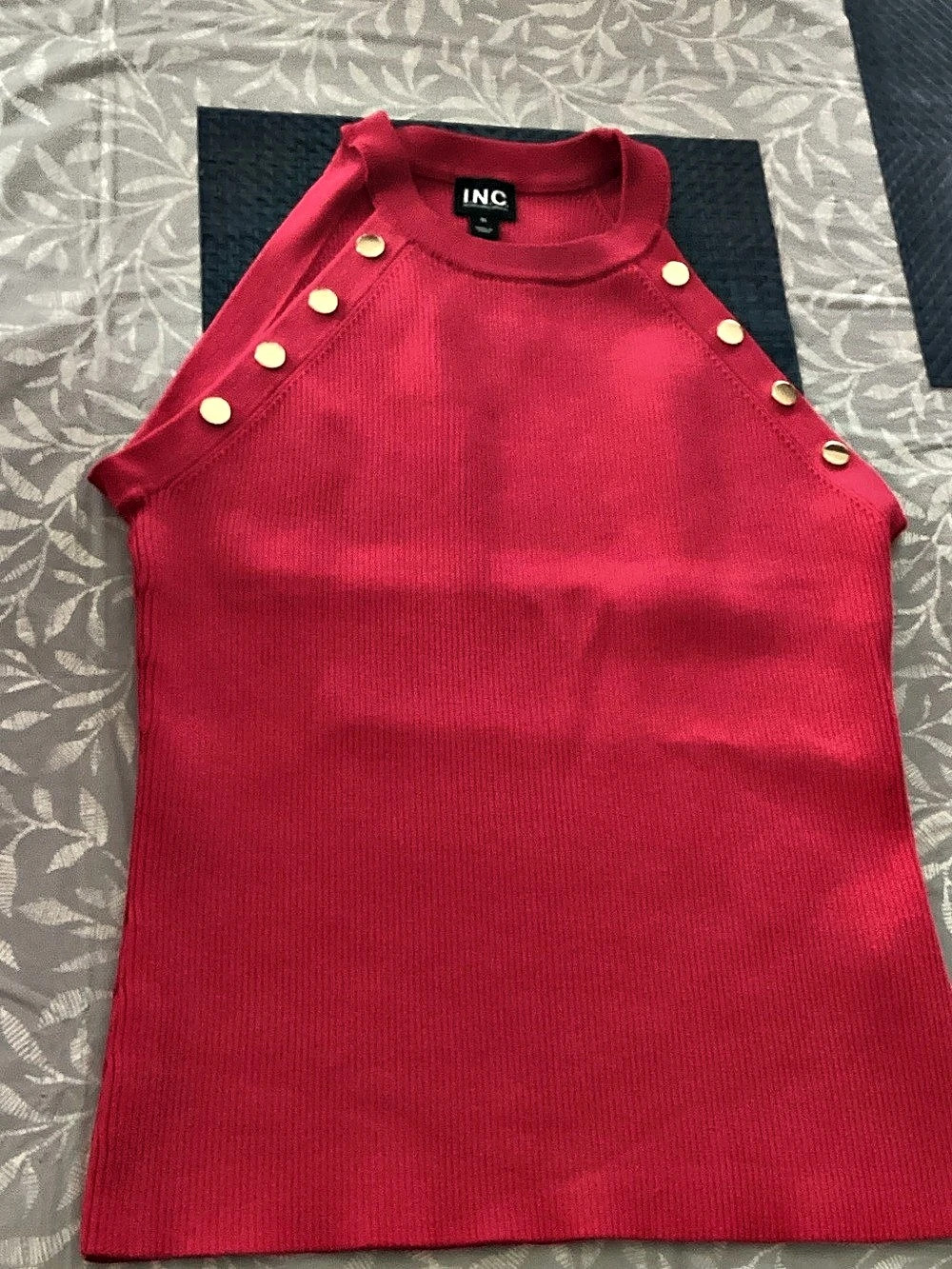 INC Pink Button-Detail Tank Top Like New XL